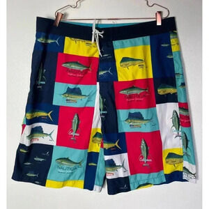 Nautica Mens Elastic Drawstring Fishing Swim Trunks Board Shorts Multi Size 40W